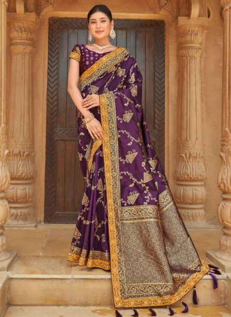 Purple Colour Maya Monjolika New Latest Designer Festive Wear Silk Saree Collection 5004